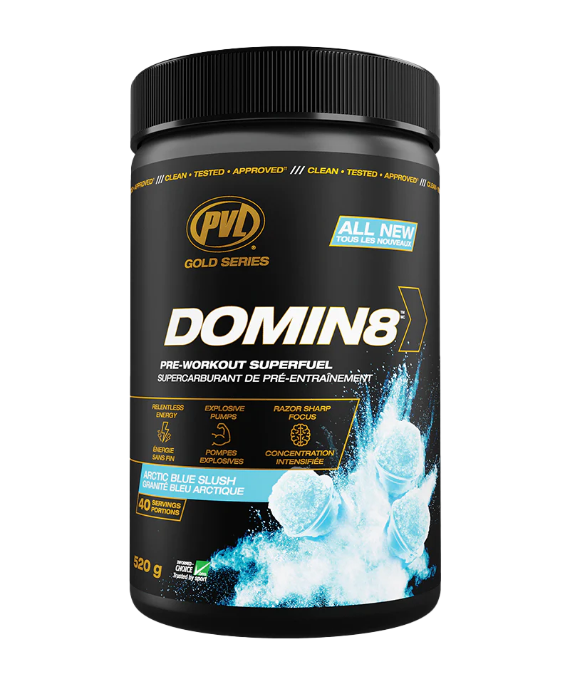 PVL Domin8 Pre Workout Artic Blue Slush 40 Servings
