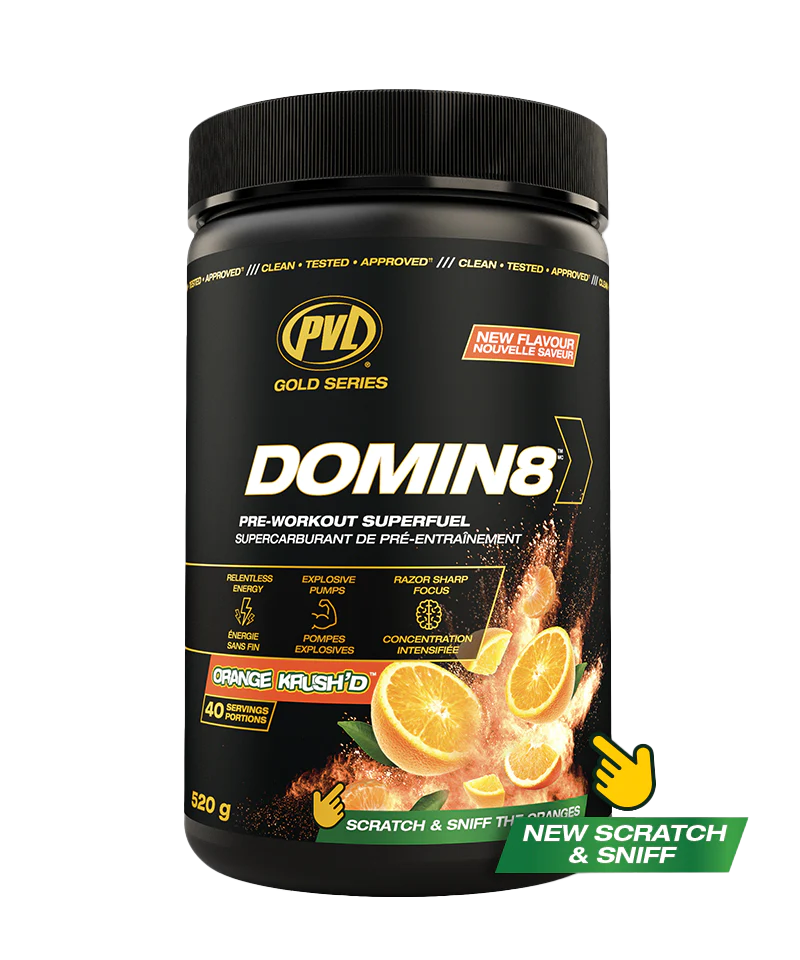 PVL Domin8 Pre Workout Peach Mango 40 Servings