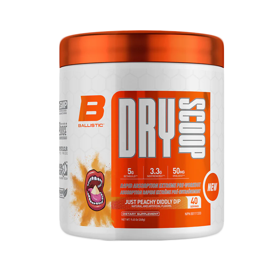 Ballistic Labs Dry Scoop Pre Workout Just Peachy Diddly Dip 40 Servings