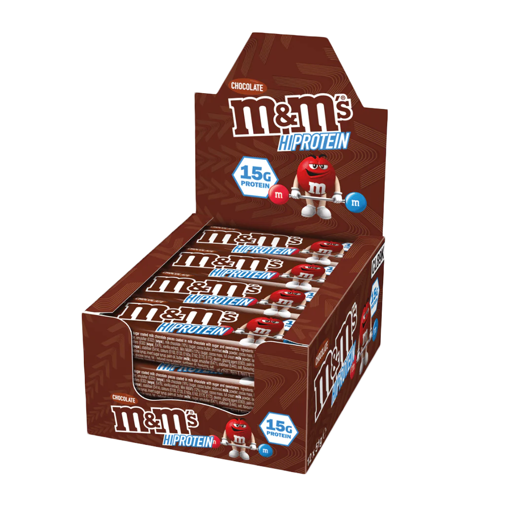M&M Protein Bars Peanut Butter Chocolate Box of 18