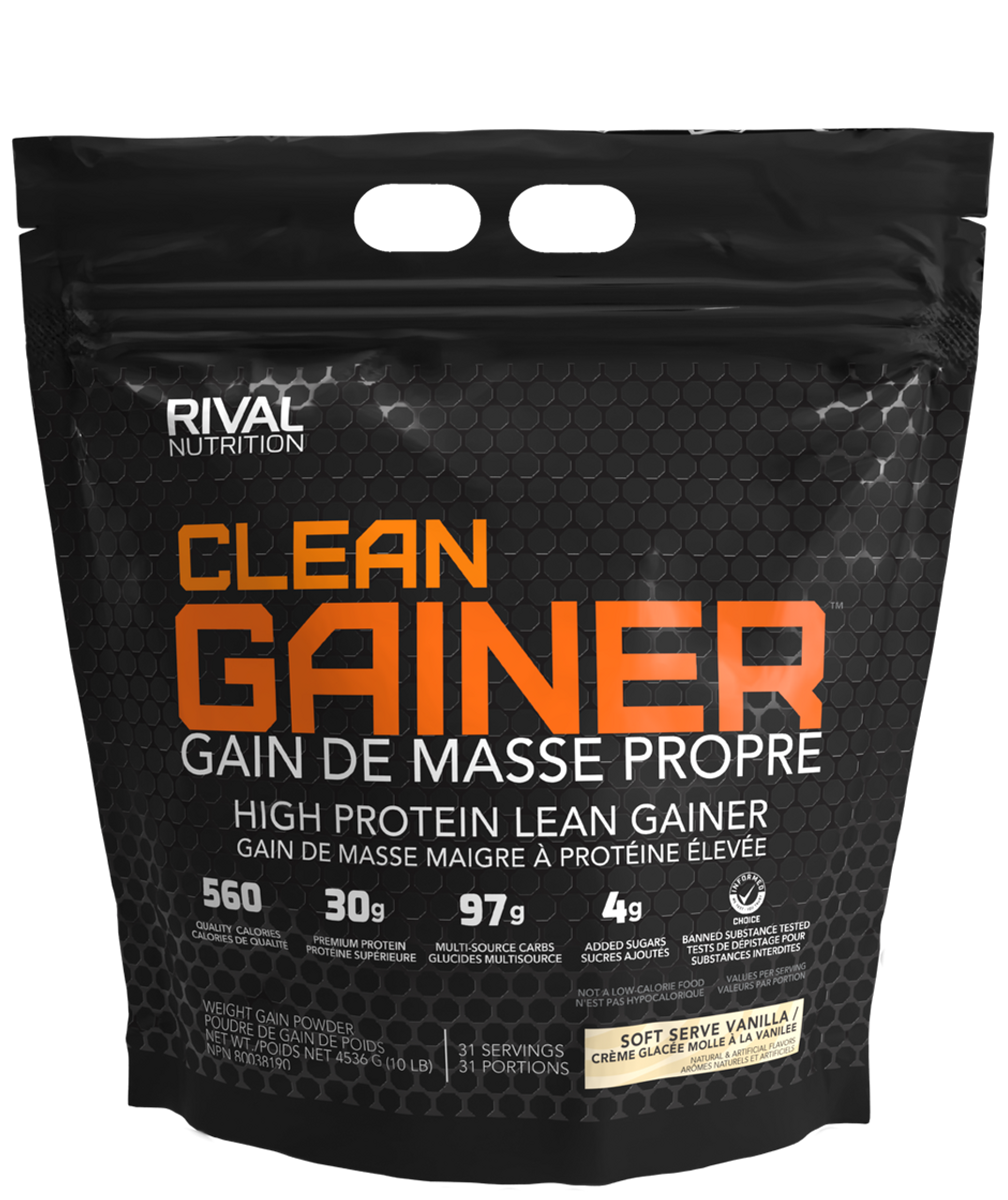 Rivalus Clean Gainer Mass Gainer Vanilla 10lb