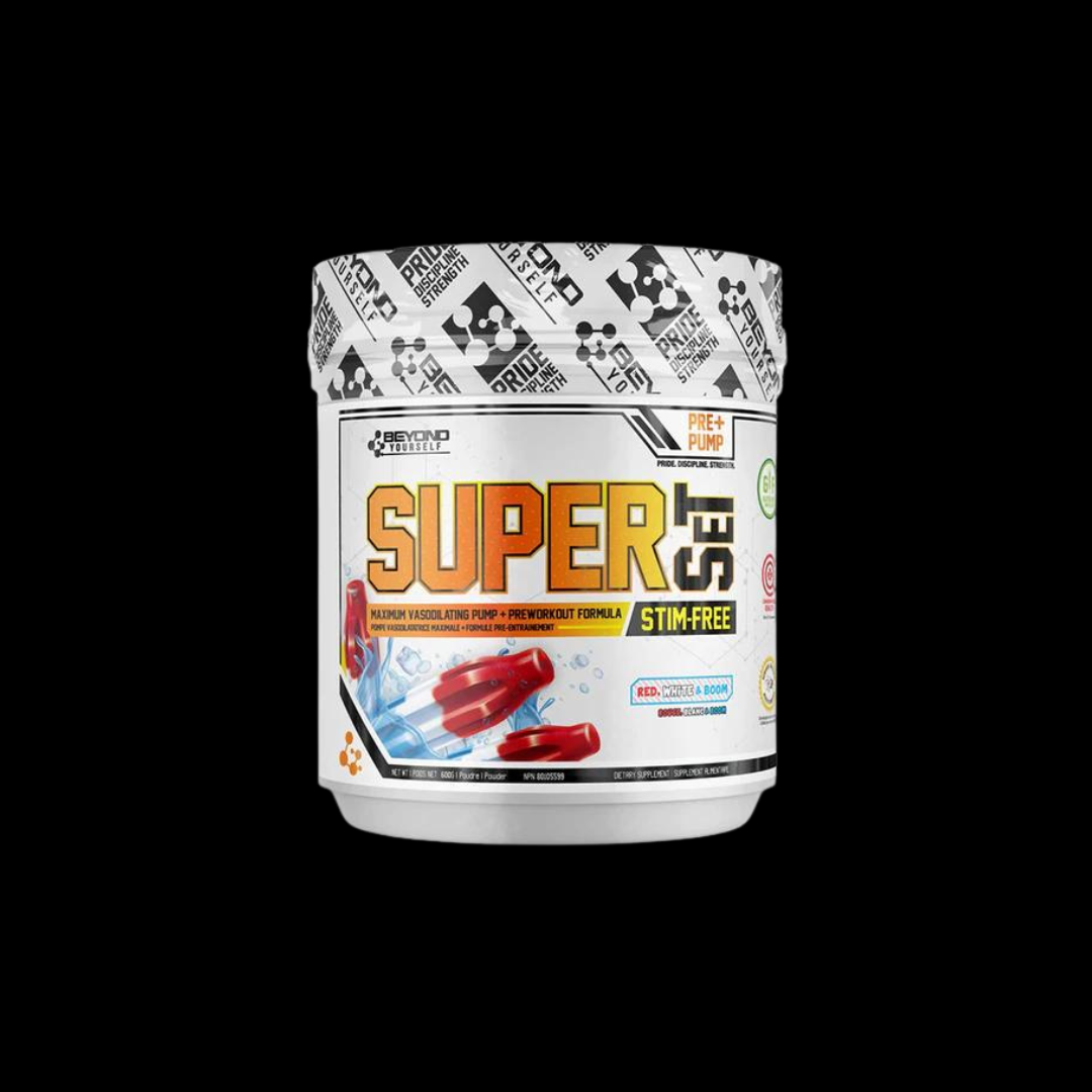 Beyond Yourself Stimulant FREE Pre Workout Super Set Red, White Boom 40 Servings