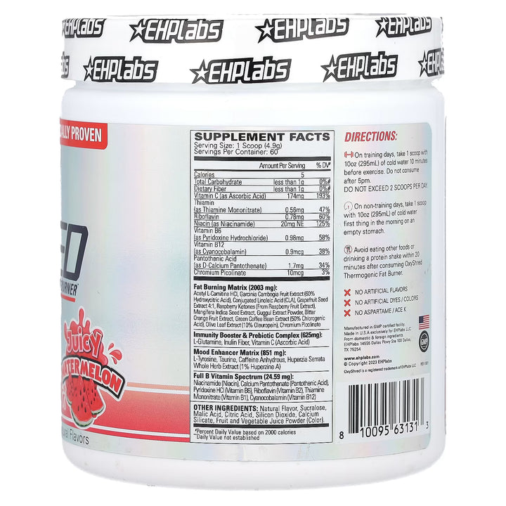 EHP LABS Oxy Shred Fat Burner Juicy Watermelon 60 Servings