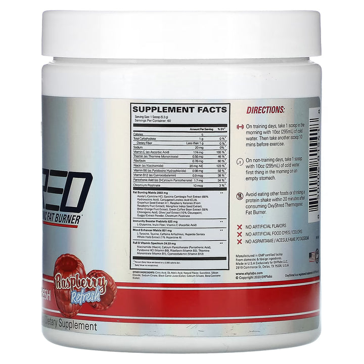EHP Labs Oxyshred Fat Burner Raspberry Refresh 60 Servings