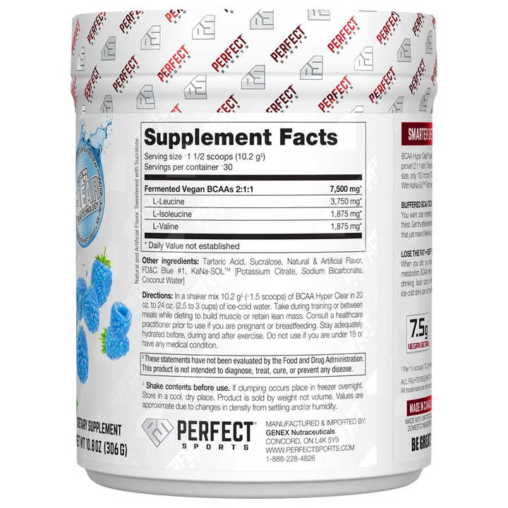 Perfect Sports BCAA Hyper Clear Blue Raspberry