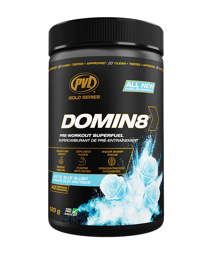PVL Domin8 Pre Workout Artic Blue Slush 40 Servings