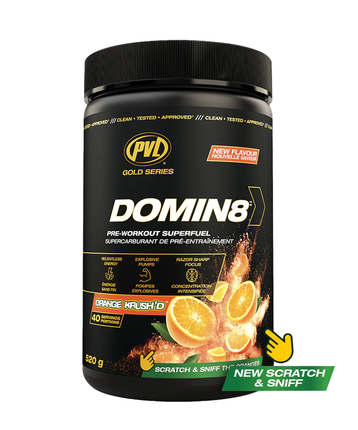 PVL Domin8 Pre Workout Peach Mango 40 Servings