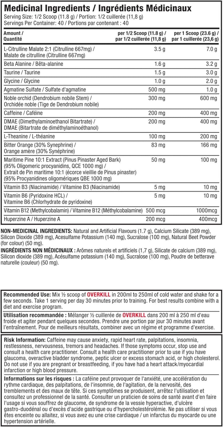 Proline Overkill Raspberry Lemonade + Creatine Monohydrate 60 Servings (FREE)