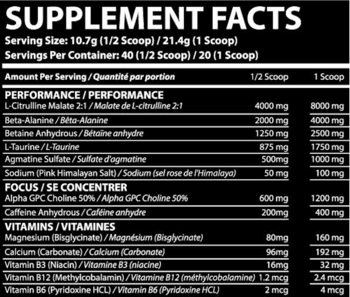 UNLEASHED Pre Workout Pineapple Burst 40 Servings