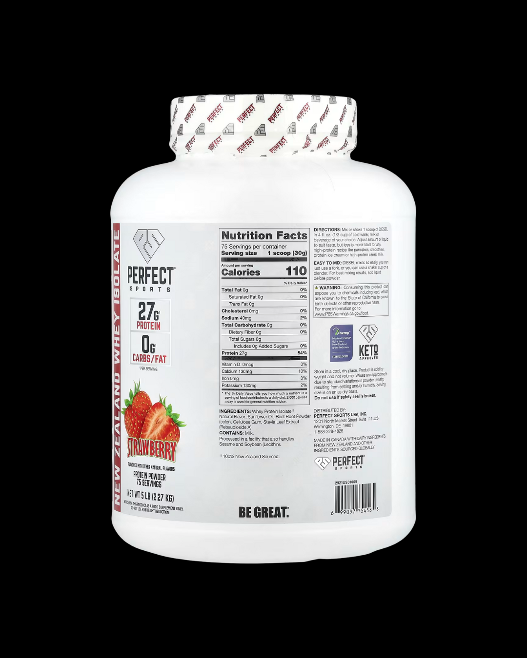 Perfect Sports Diesel Whey Isolate Strawberry 5lb